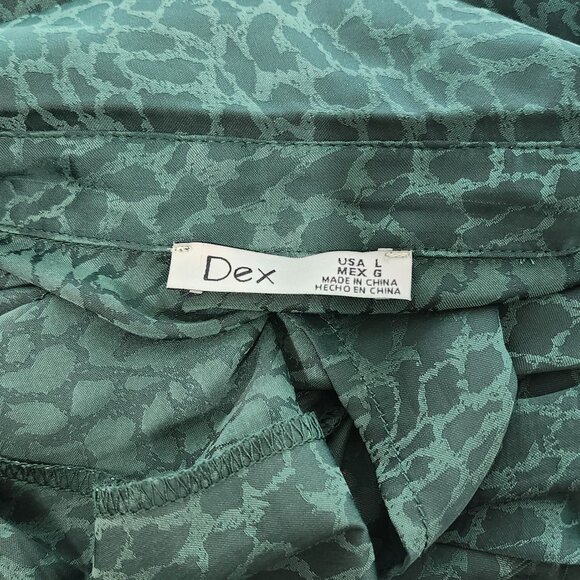 Jade Green Cheetah Print Blouse with Ribbon Waistline - Picture 11 of 11